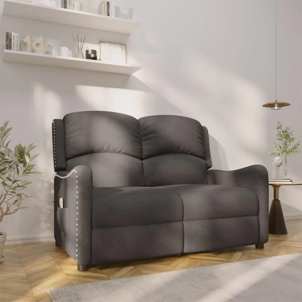 3084546 vidaXL Fotoliu de masaj rabatabil cu 2 locuri, gri închis, textil