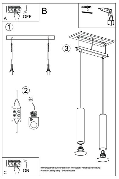 Lustră pe cablu LAGOS 2 2xGU10/40W/230V alb