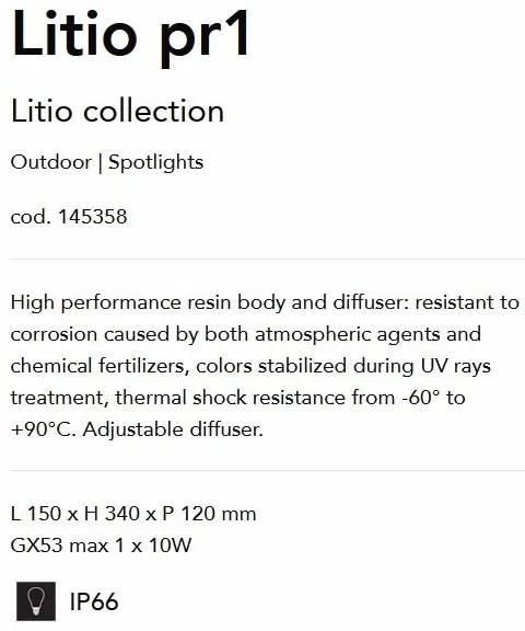Proiector exterior cu tarus IP66 Litio pr1 NERO