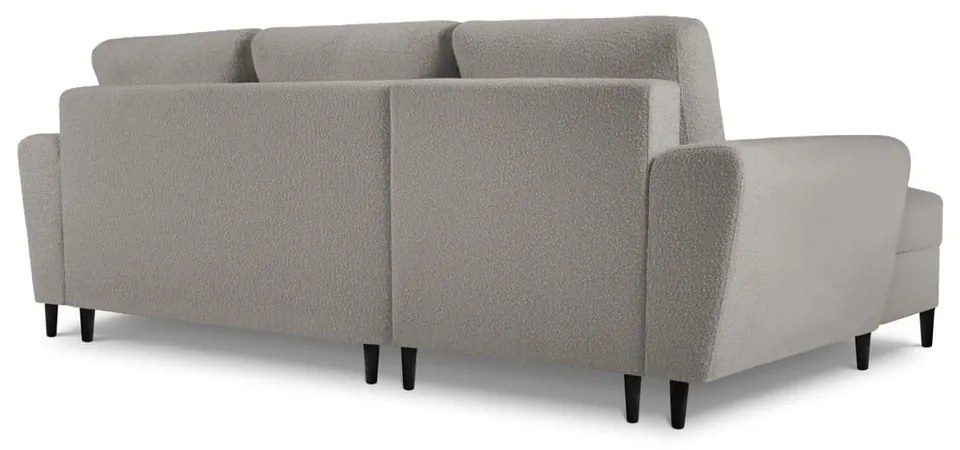 Colțar gri deschis extensibil, cu spațiu de depozitare cu tapițerie din țesătură bouclé (cu colț pe partea stângă, cu șezlong) Kyoto – Cosmopolitan Design