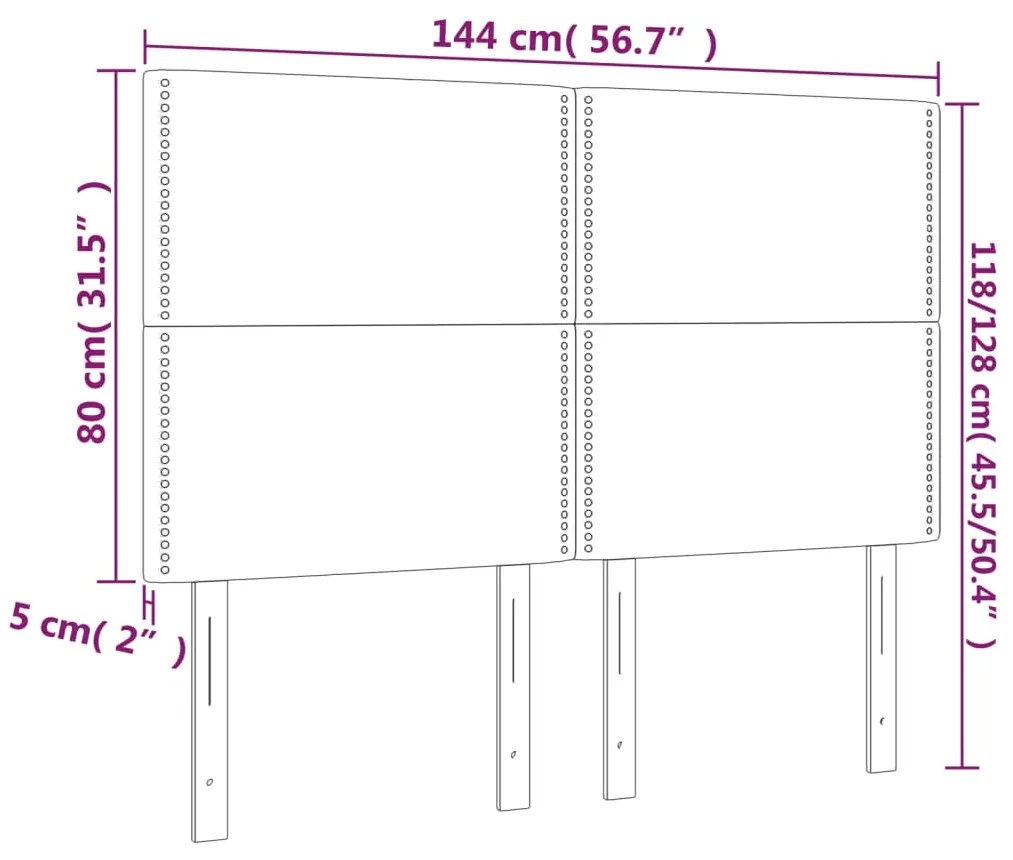 Tablie de pat cu LED, gri deschis, 144x5x118 128 cm, catifea 1, Gri deschis, 144 x 5 x 118 128 cm