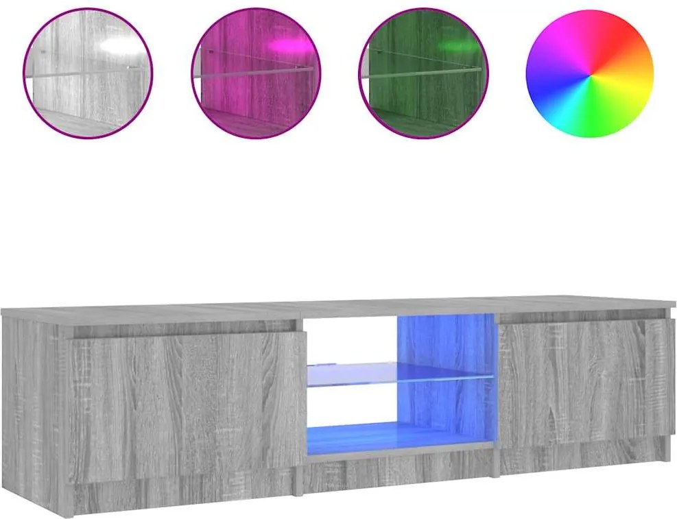 vidaXL Comodă TV cu lumini LED, gri sonoma, 140x40x36 cm