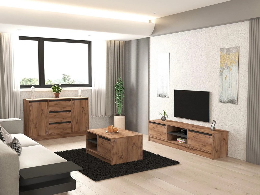 Set mobilier living Murenella (Pin atlantic + antracit). 1107144