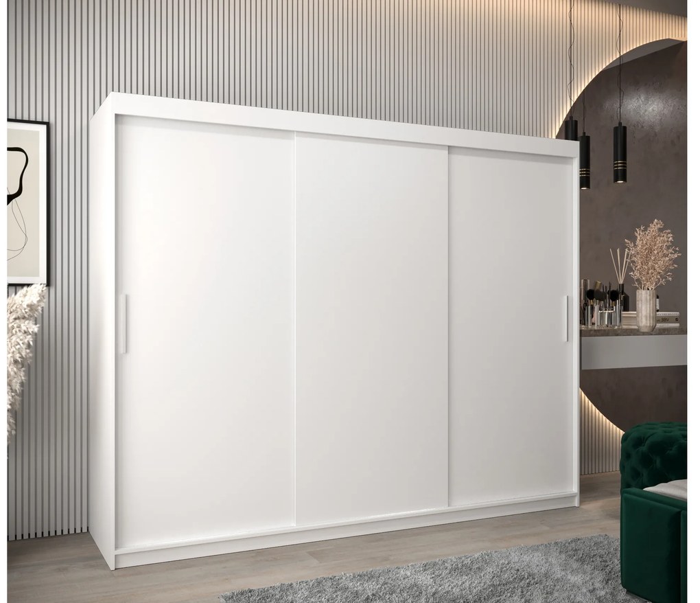 Dulap de haine 250 cm Toki (alb mat + alb mat). 1064859
