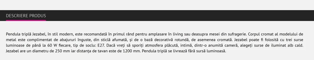 Lustra moderna cu 3 pendule Jezabel 7977 RX