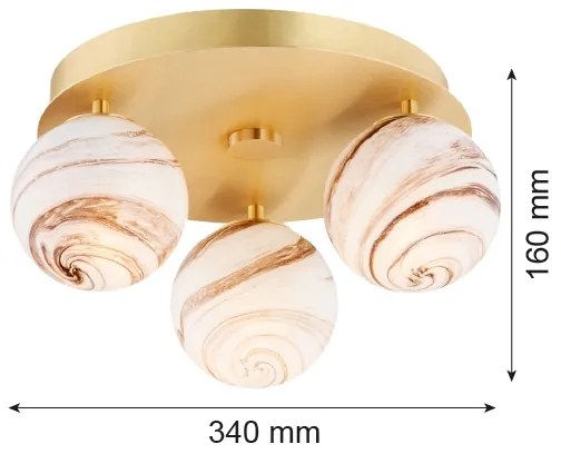 Plafonieră Argon 6290 FABIO 3xE14/7W/230V auriu