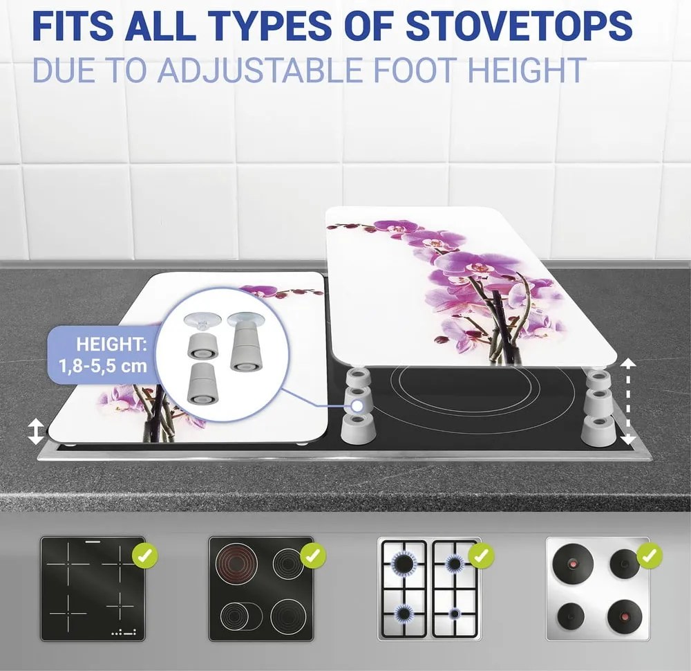 Set 2 protecții din sticlă pentru aragaz Wenko Orchid, 52 x 30 cm