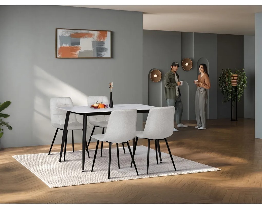 Set de masă din ceramică sinterizată și metal, 5piese, alb