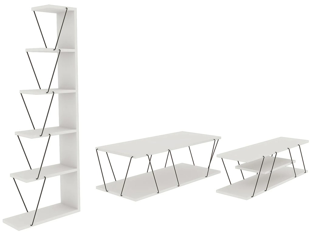 Mobilier living Essmie (Alb + Negru). 1088203