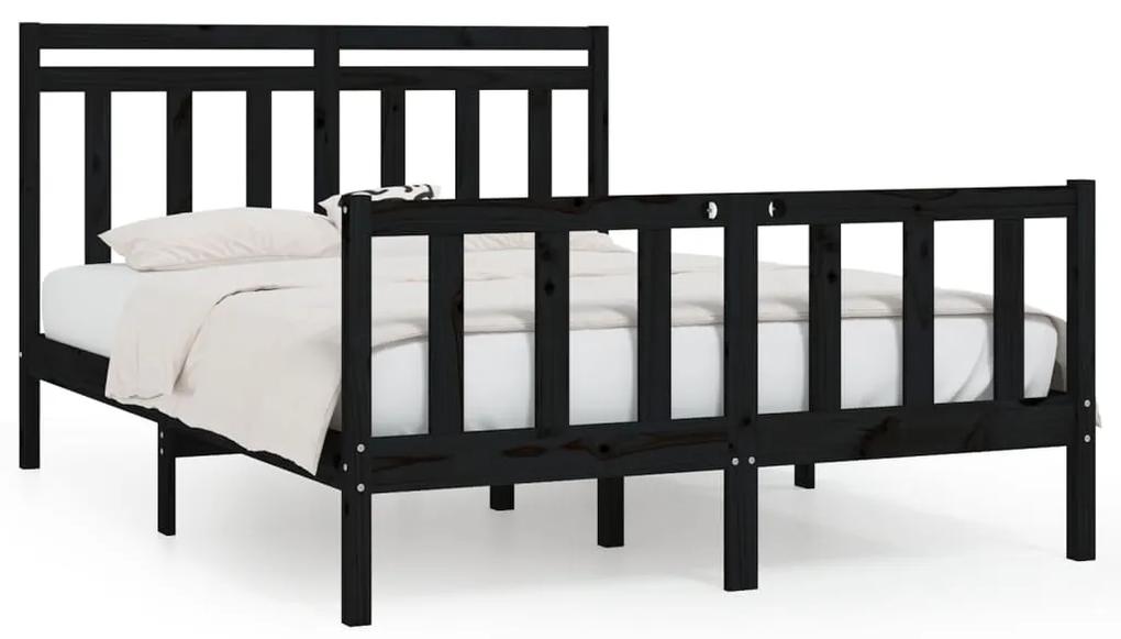 3107037 vidaXL Cadru de pat King Size, negru, 150x200 cm, lemn masiv de pin
