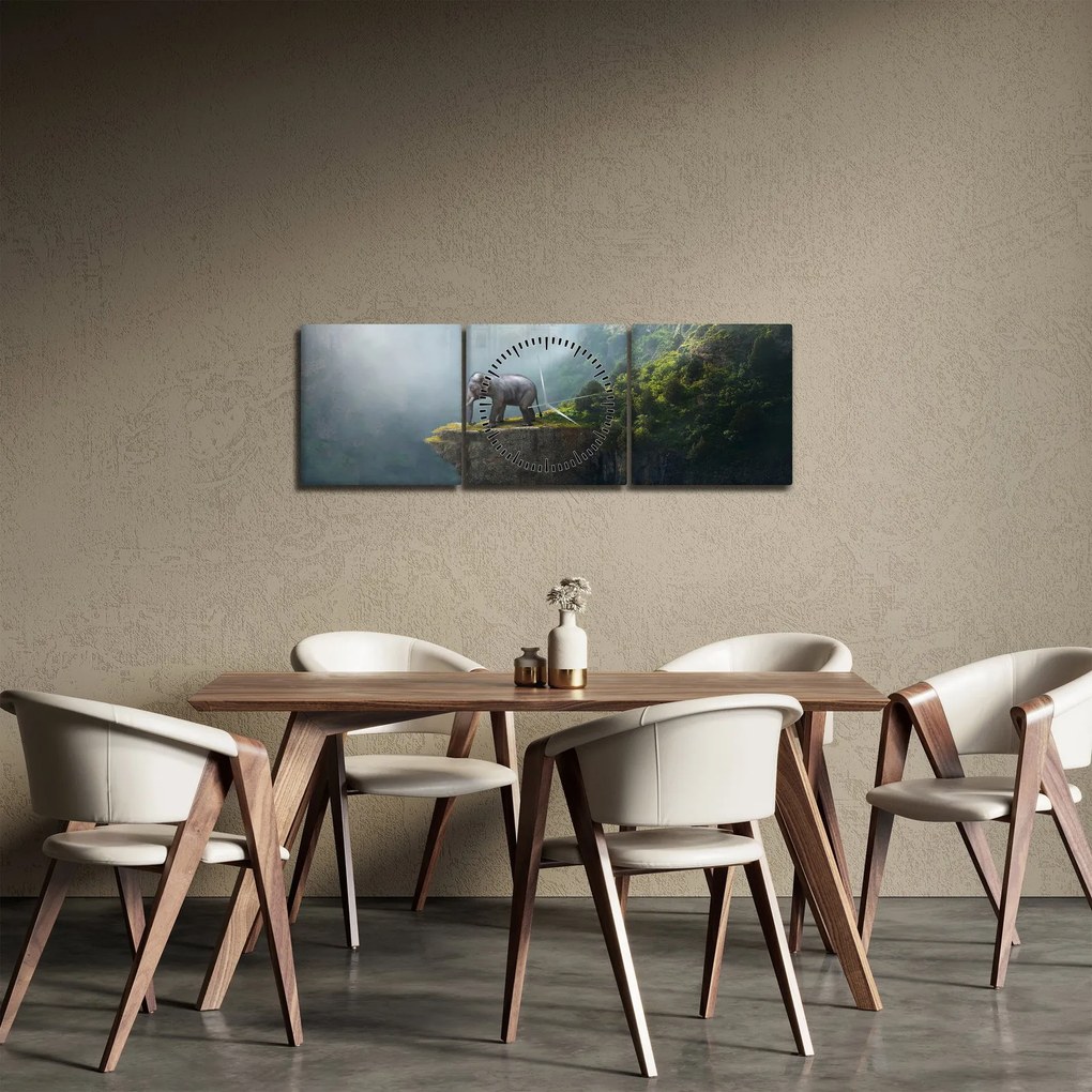 Tablou - Elefant în vârful Taj Mahalului (cu ceas) (90x30 cm)