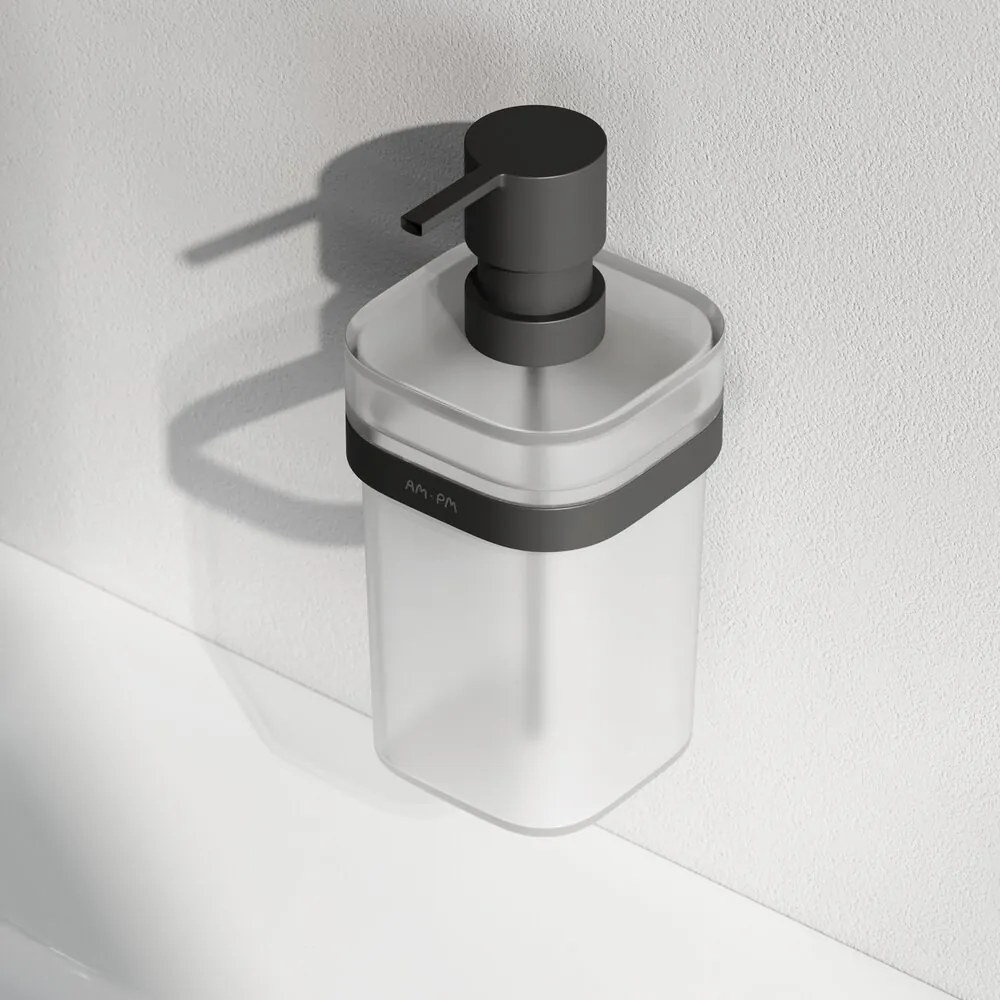 Dozator sapun AM.PM Func negru-sticla mata 200 ml
