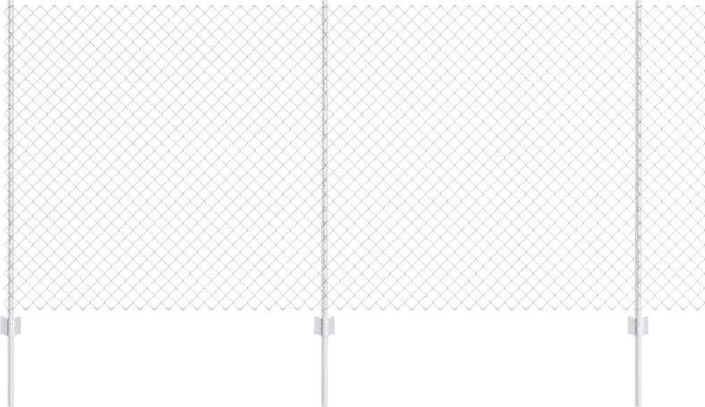 vidaXL Gard cu Stâlp Argintiu 1,2 x 10 m Oțel