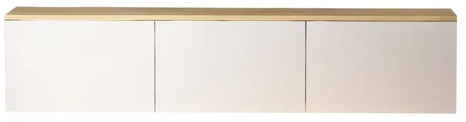 Comodă TV albă/în culoare naturală cu aspect de lemn de stejar 160x35x32 cm Neon – Kalune Design