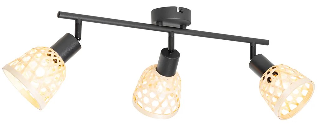 Spotlight oriental negru cu bambus 3 lumini - Rayan