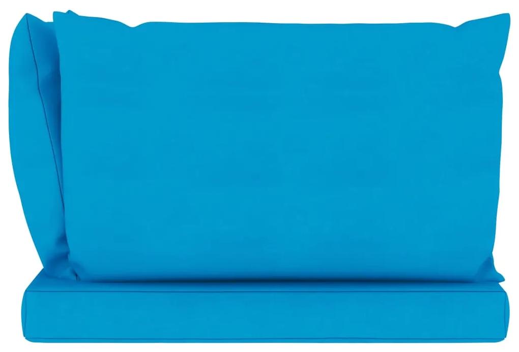 Canapea de gradina paleti, 2 locuri, perne albastre, lemn pin Albastru deschis, Canapea cu 2 locuri, 1