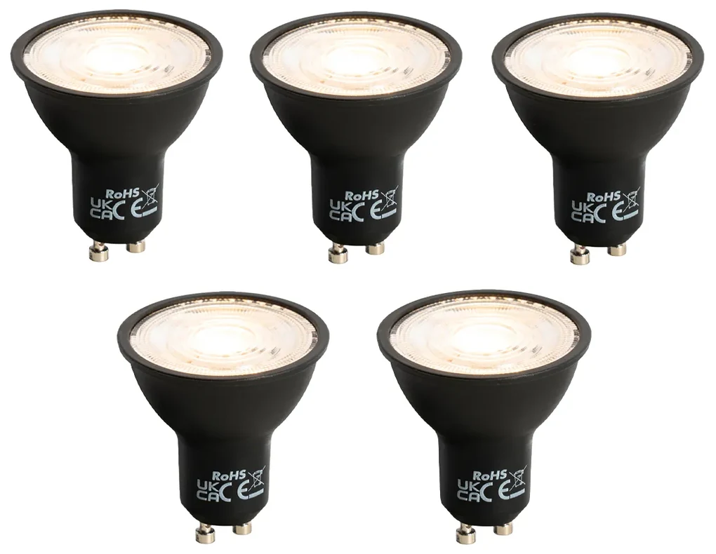 Set 5 becuri Lampa LED GU10 neagra 7W 610 lm 3000K