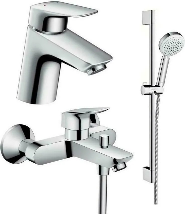 Set baterii Hansgrohe Logis 70 lavoar cada si set de dus crom
