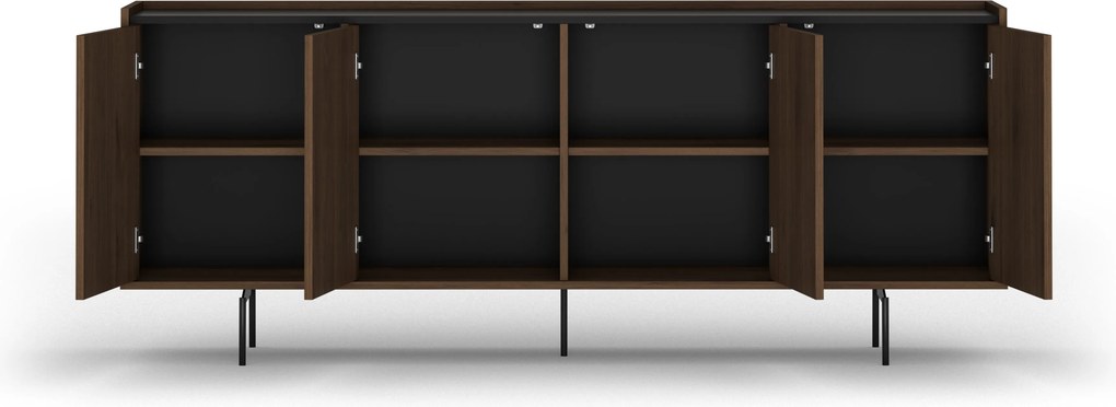 Comodă patru uși Zenar 200 cm - nuc elegant / negru