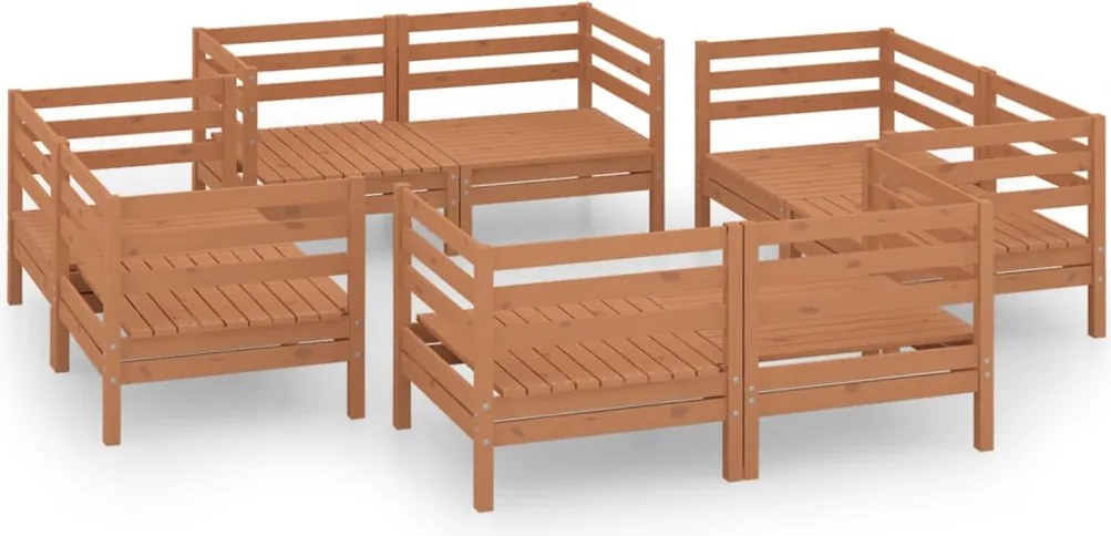 vidaXL Set mobilier de grădină, 8 piese, maro miere, lemn masiv de pin