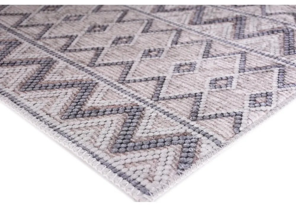Covor tip traversă gri lavabil 80x200 cm Zig Zag – Vitaus