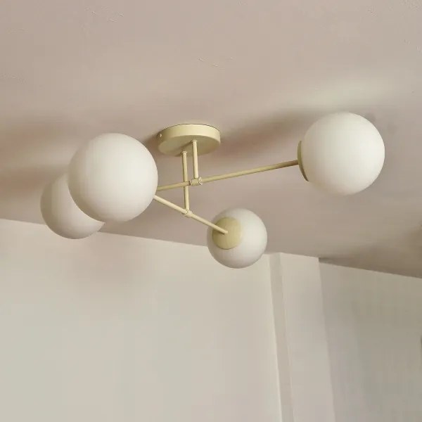 Plafonieră aplicată MOON 4xE27/15W/230V crem