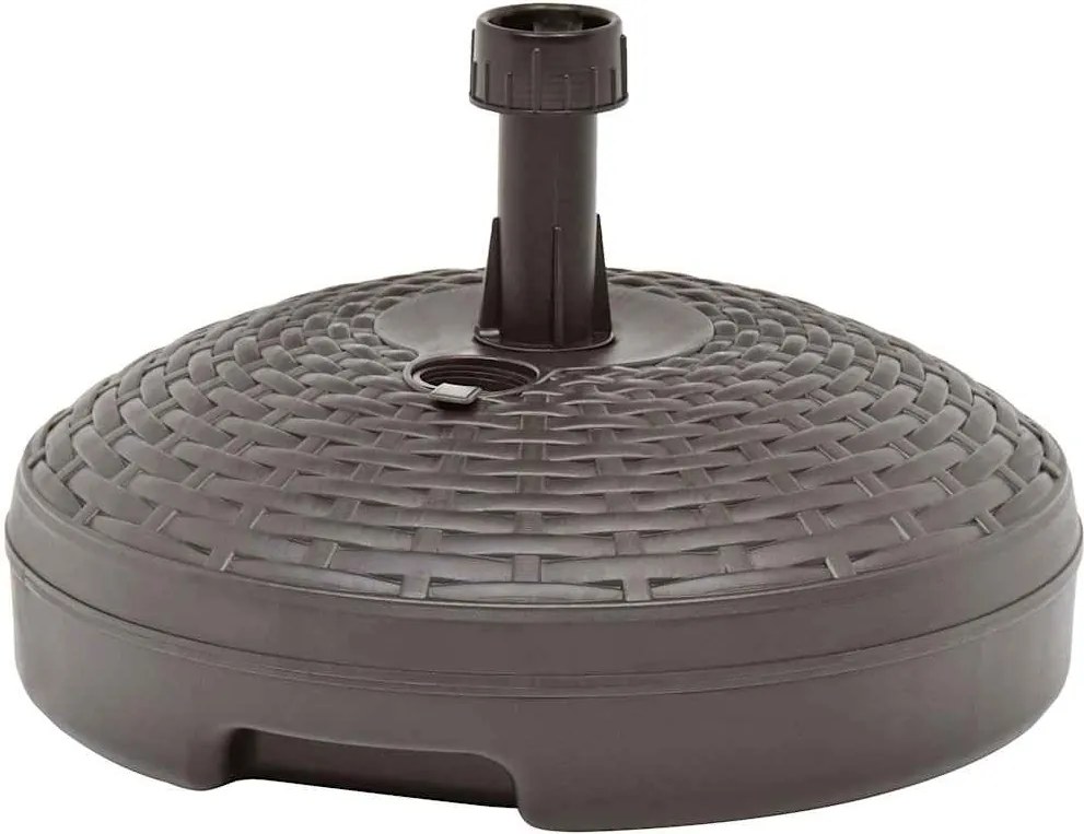 vidaXL Suport umbrelă, umplut cu apă/nisip, maro, 20 L, plastic ratan