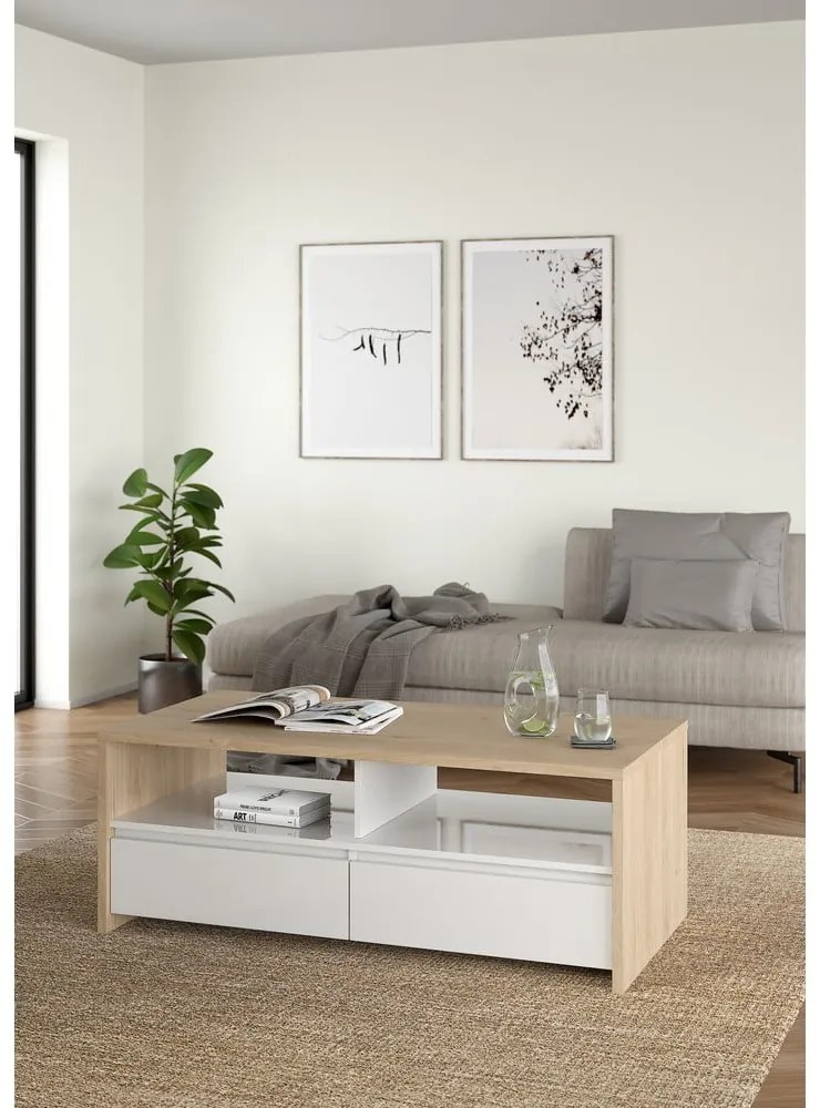 Măsuță de cafea albă-în culoare naturală 60x120 cm Next – Tvilum