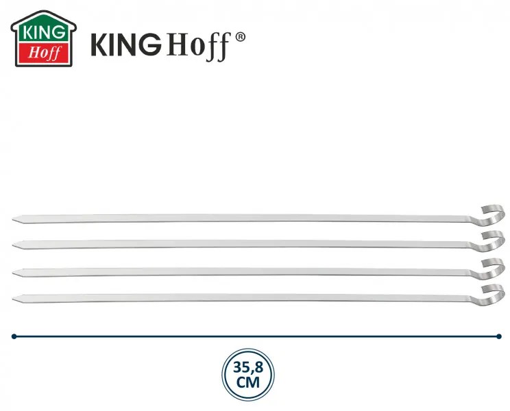 Set 4 frigarui din otel Kinghoff KH 1914, 36 cm, Varf ascutit, Maner curbat, Inox