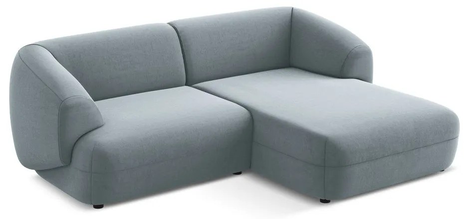 Colțar albastru deschis cu tapițerie din catifea (cu colț pe partea dreaptă) Moana – Makamii