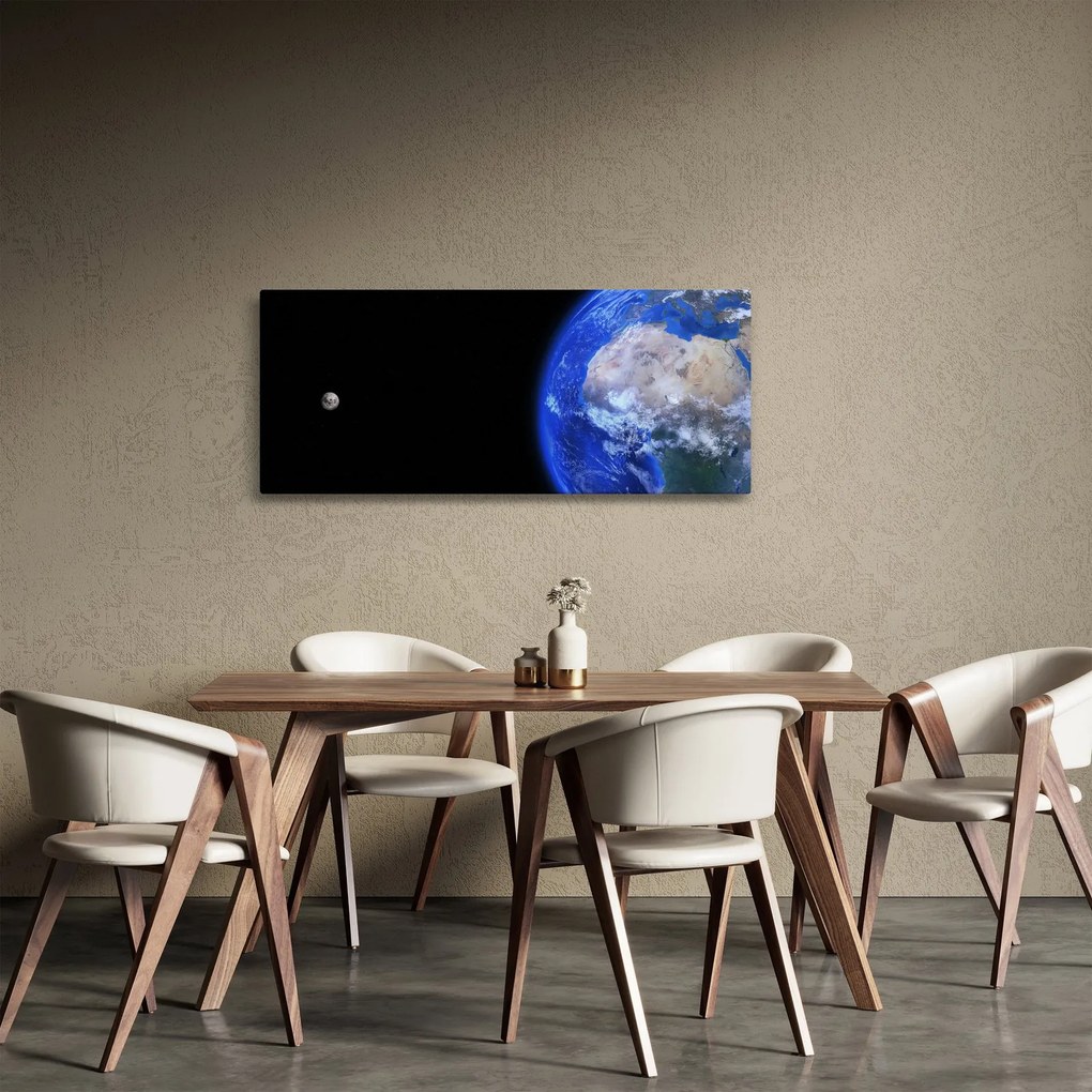 Tablou - Luna și Pământul (120x50 cm)