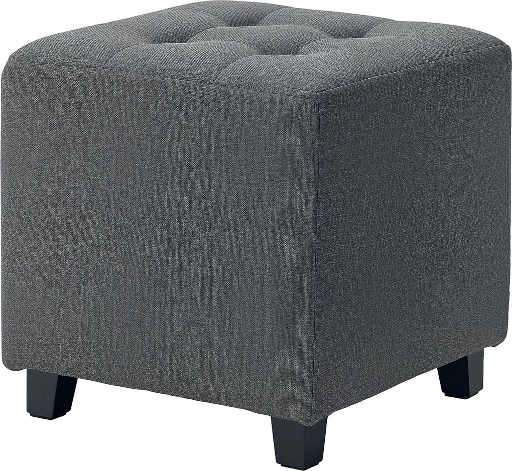 HOMCOM Suport pentru picioare living, ottoman, șezut capitonat în țesătură cu aspect de in cu buzunar lateral, 35 x 35 x 35 cm, gri | Aosom Romania