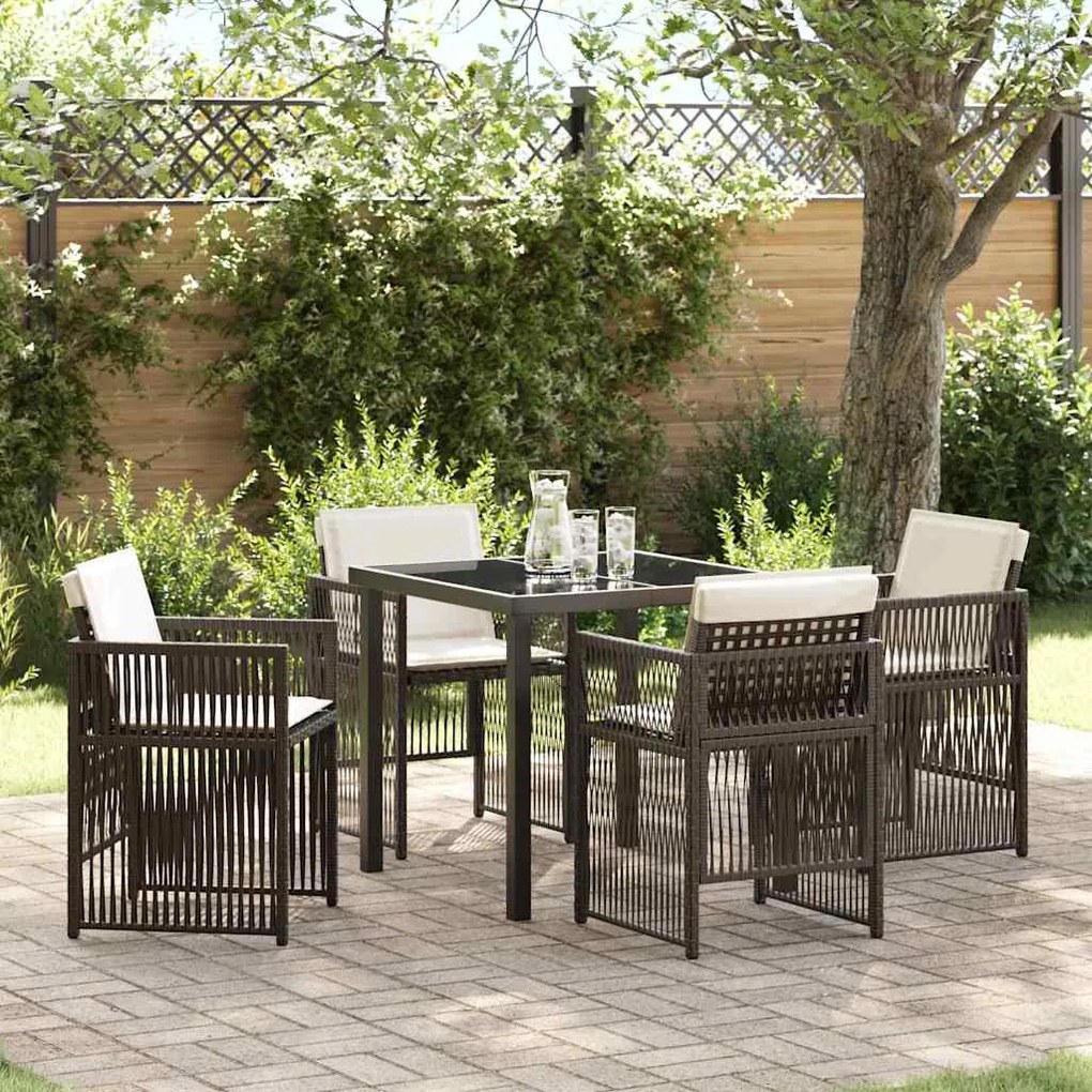 vidaXL Set de dining pentru grădină maro 5 pcs Maro Oţel