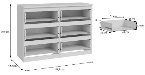 Comodă MAO cu sertare, albă