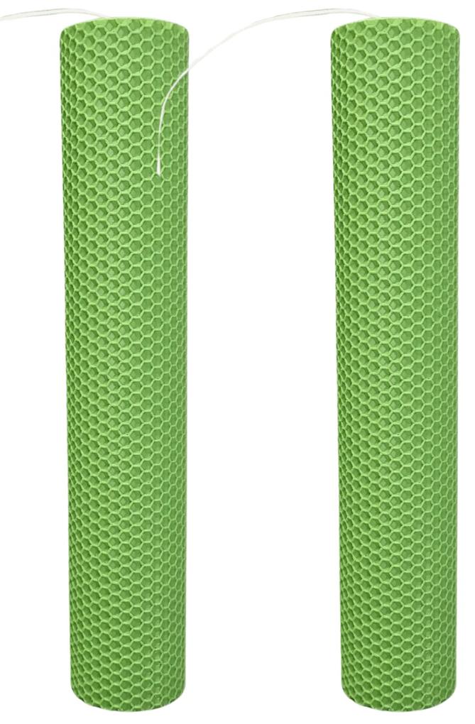 Set 2 Lumanari naturale fagure din Ceara de Albine colorata - Verde deschis 6 cm, 30 cm, Verde deschis