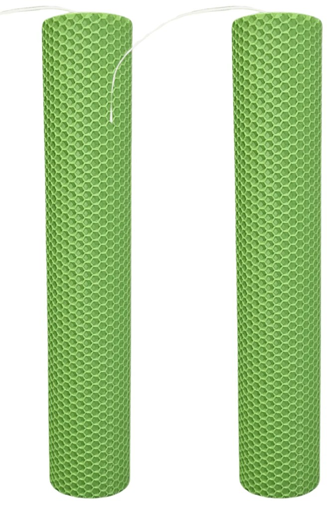 Set 2 Lumanari naturale fagure din Ceara de Albine colorata - Verde deschis 6 cm, 40 cm, Verde deschis