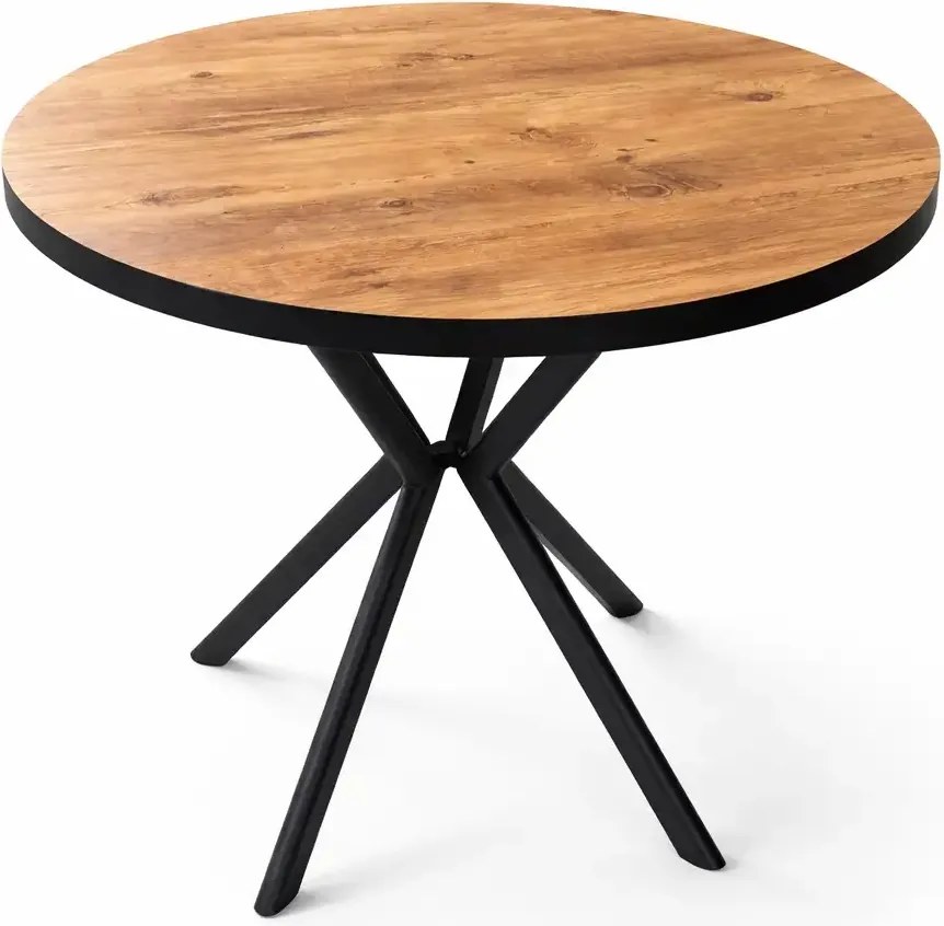 Masa de bucatarie rotunda din MDF, nuc-negru, Homs 80x80x75 cm
