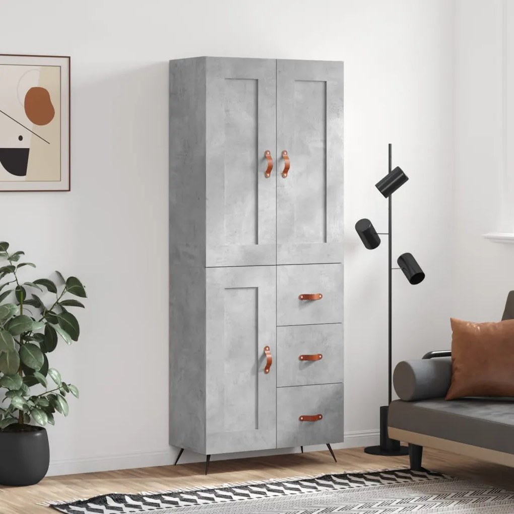 vidaXL Dulap înalt, gri beton, 69,5x34x180, lemn compozit