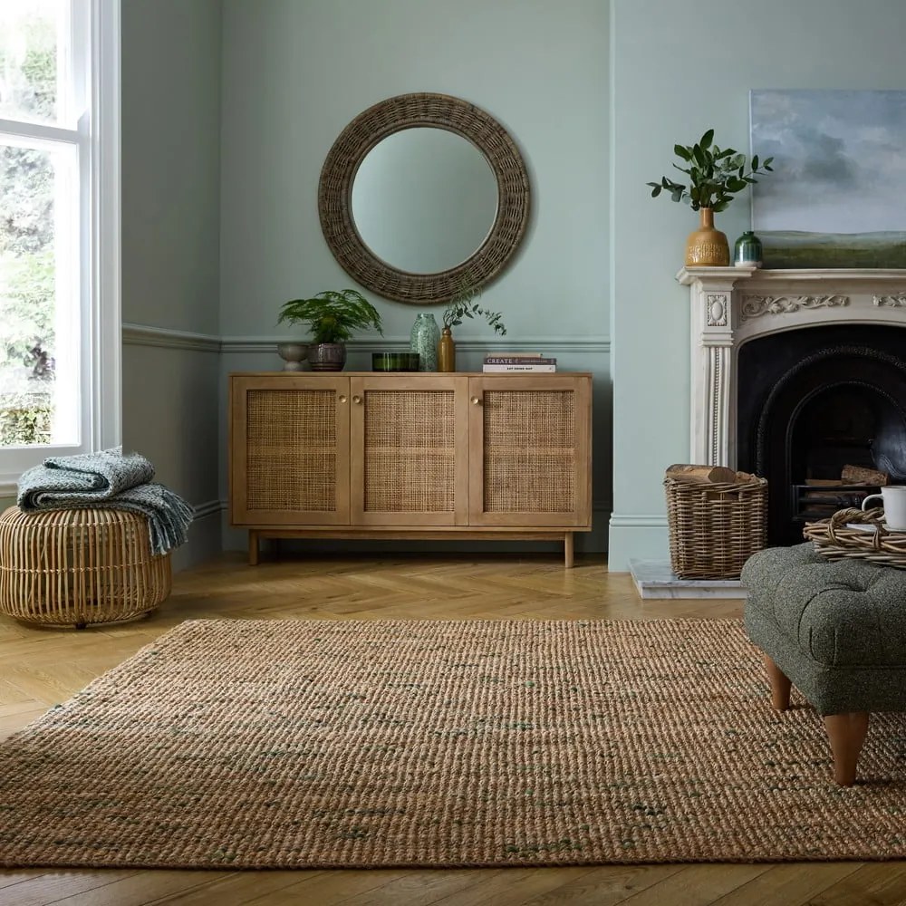 Covor verde/în culoare naturală reversibil/țesut manual din iută 120x170 cm Jute Boucle Green – Flair Rugs