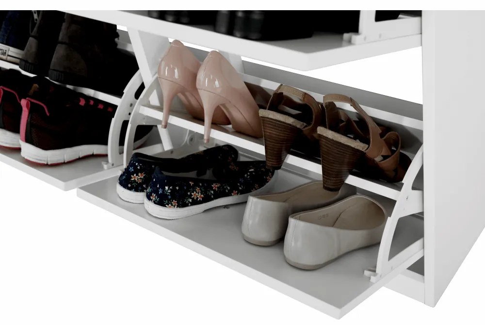 Pantofar, 4 compartimente, alb, mdf alb