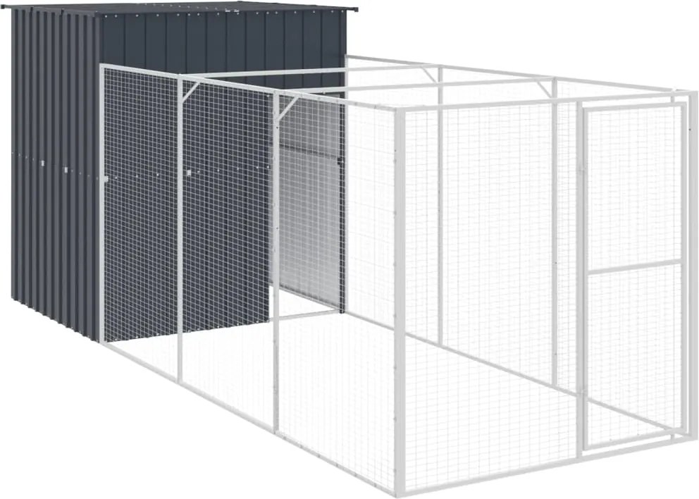 vidaXL Cușcă câine cu țarc antracit 165x455x181 cm oțel galvanizat