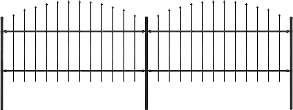 vidaXL Gard de grădină cu vârf tip suliță din oțel, 359x125 cm, negru