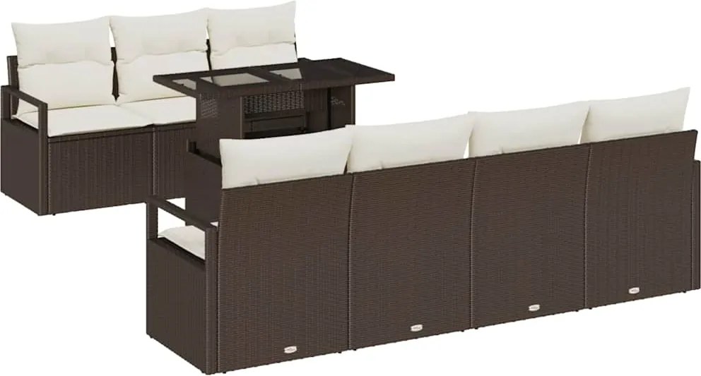 vidaXL Set de canapele pentru grădină cu pernă 8 pcs Maro Rattan poli