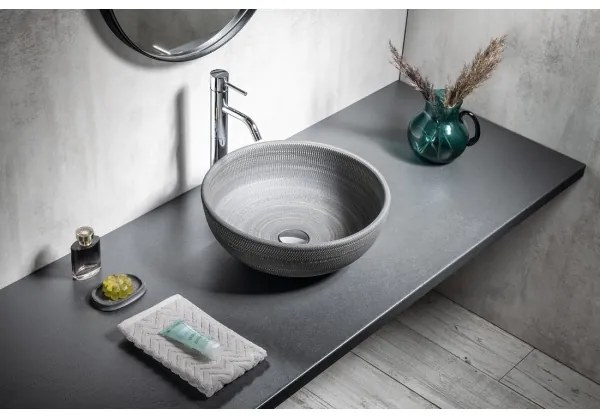 Sapho - Lavoar pentru blat PRIORI Ø 41 cm, ceramică/gri