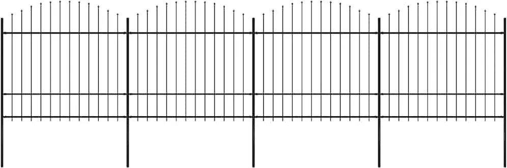 vidaXL Gard de grădină cu vârf tip suliță din oțel 714,5x175 cm, negru