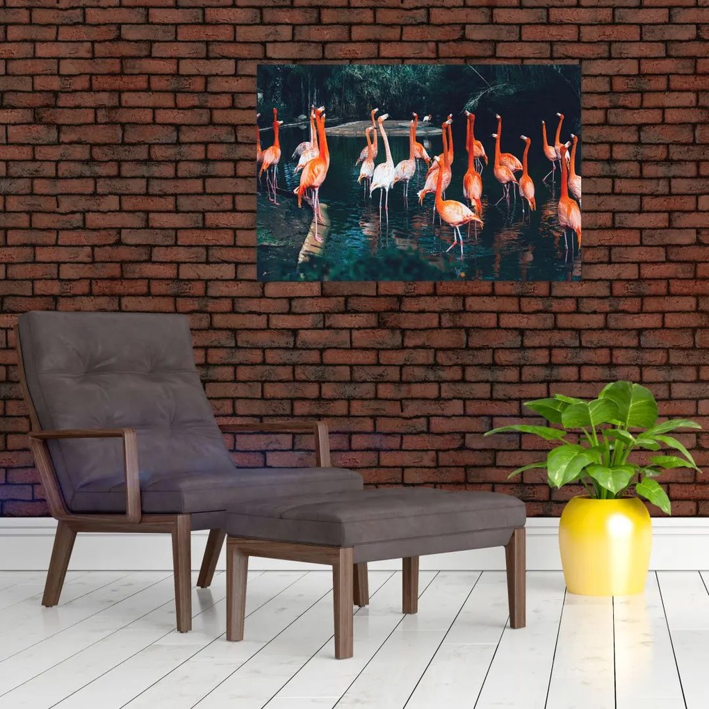 Tablou - turmă de flamingo (90x60 cm)