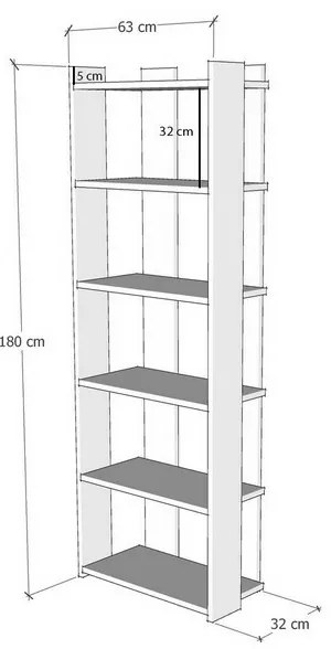 Bibliotecă Sakran White and Walnut