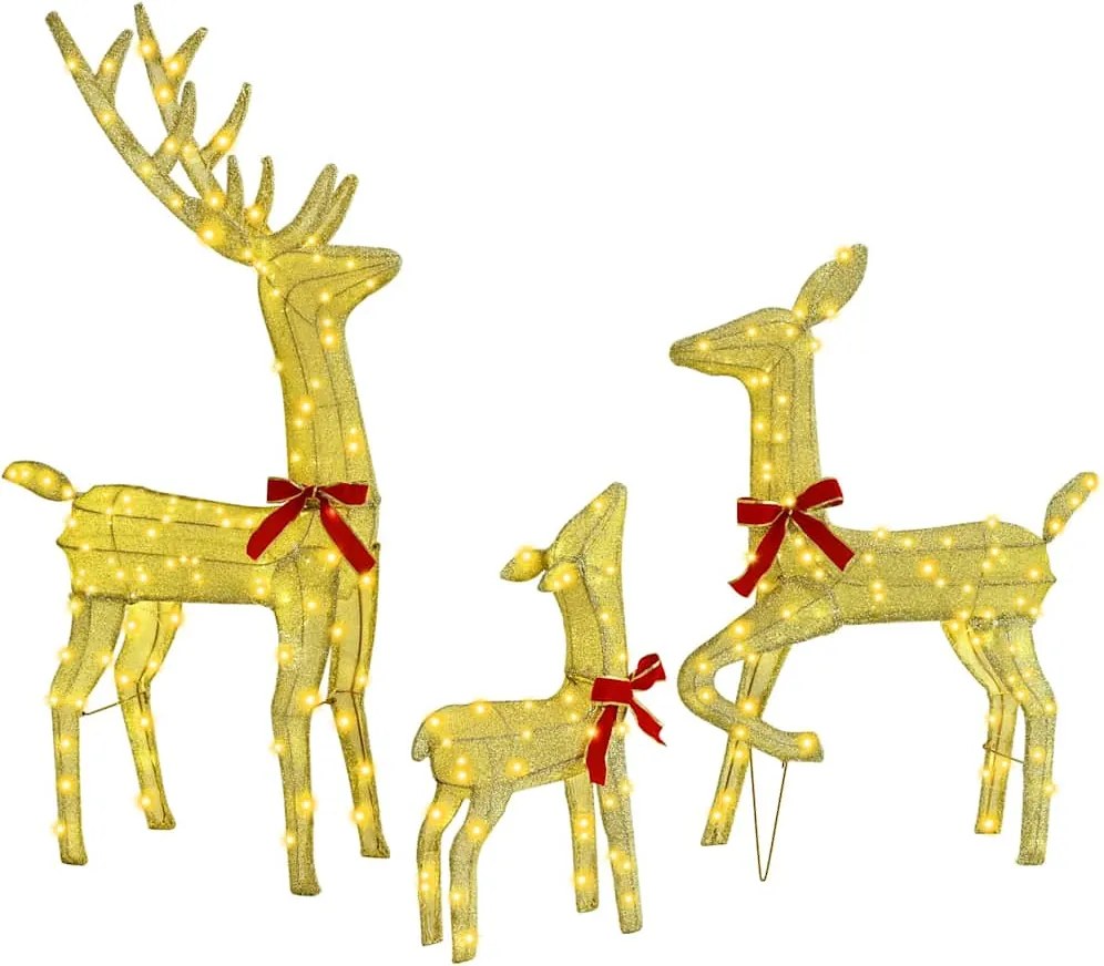 vidaXL Familia Renilor 3 pcs Alb cald 68 x 26 x 127 cm țesătură