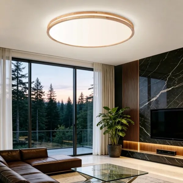 Brilagi - Corp de iluminat LED dimabil MOLINA LED/128W/230V 3000-6000K, stejar, diam. 100 cm + telecomandă