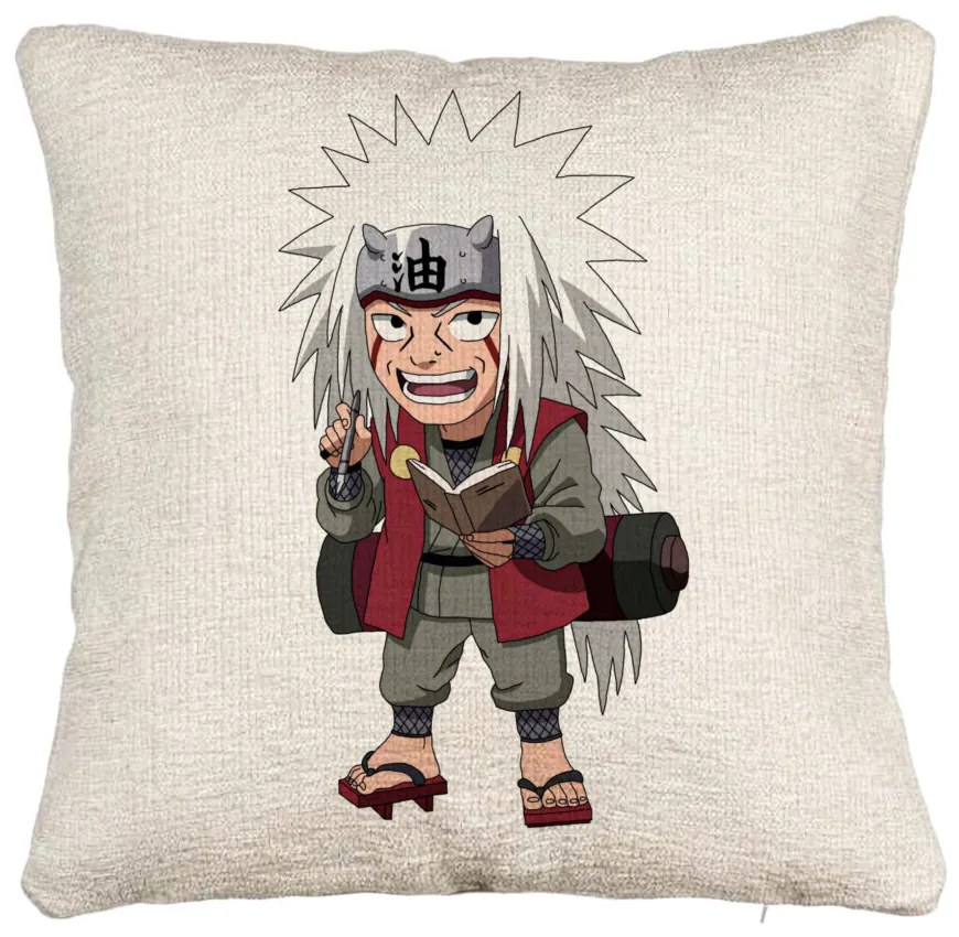 Perna Decorativa Canapea cu Naruto Jiraiya, 40x40 cm, Cu fermoar